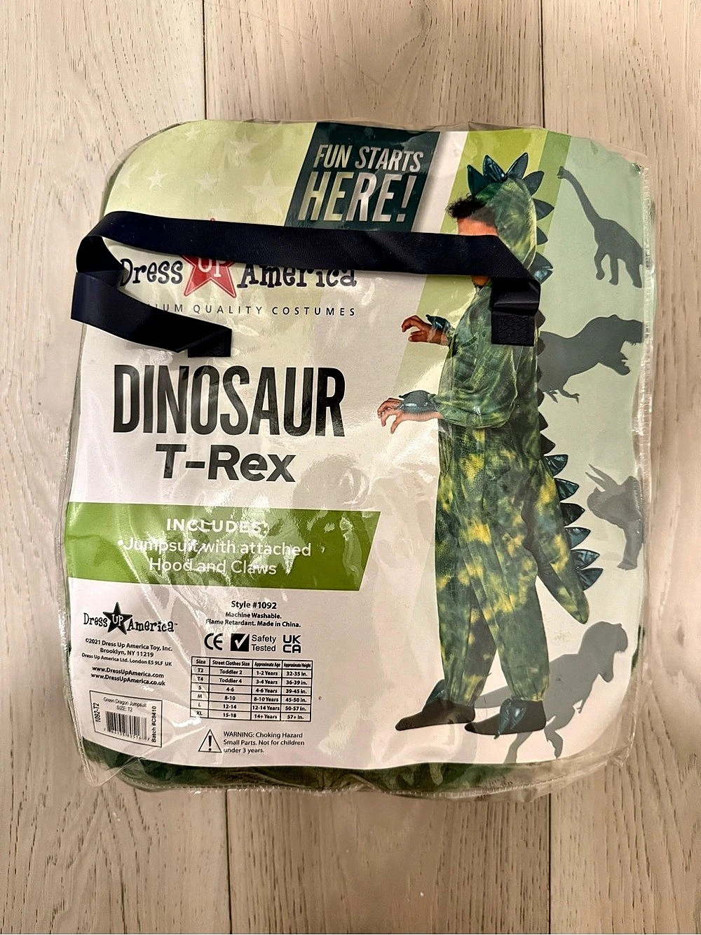 Dress Up America T-Rex Dinosaur Costume Green Toddler 2T